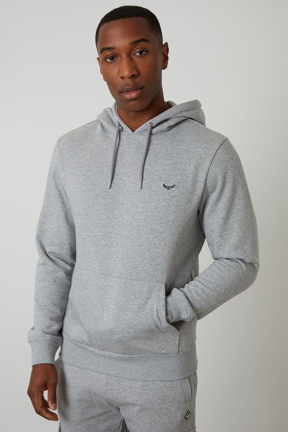 Threadbare Threadbare Men's Light Grey Cotton Blend Hoody