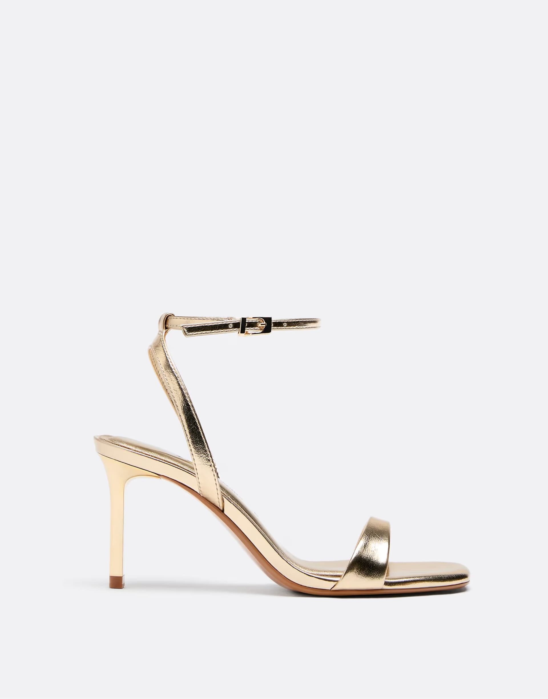 ASOS Stradivarius Wide fit. stiletto heel sandals in gold