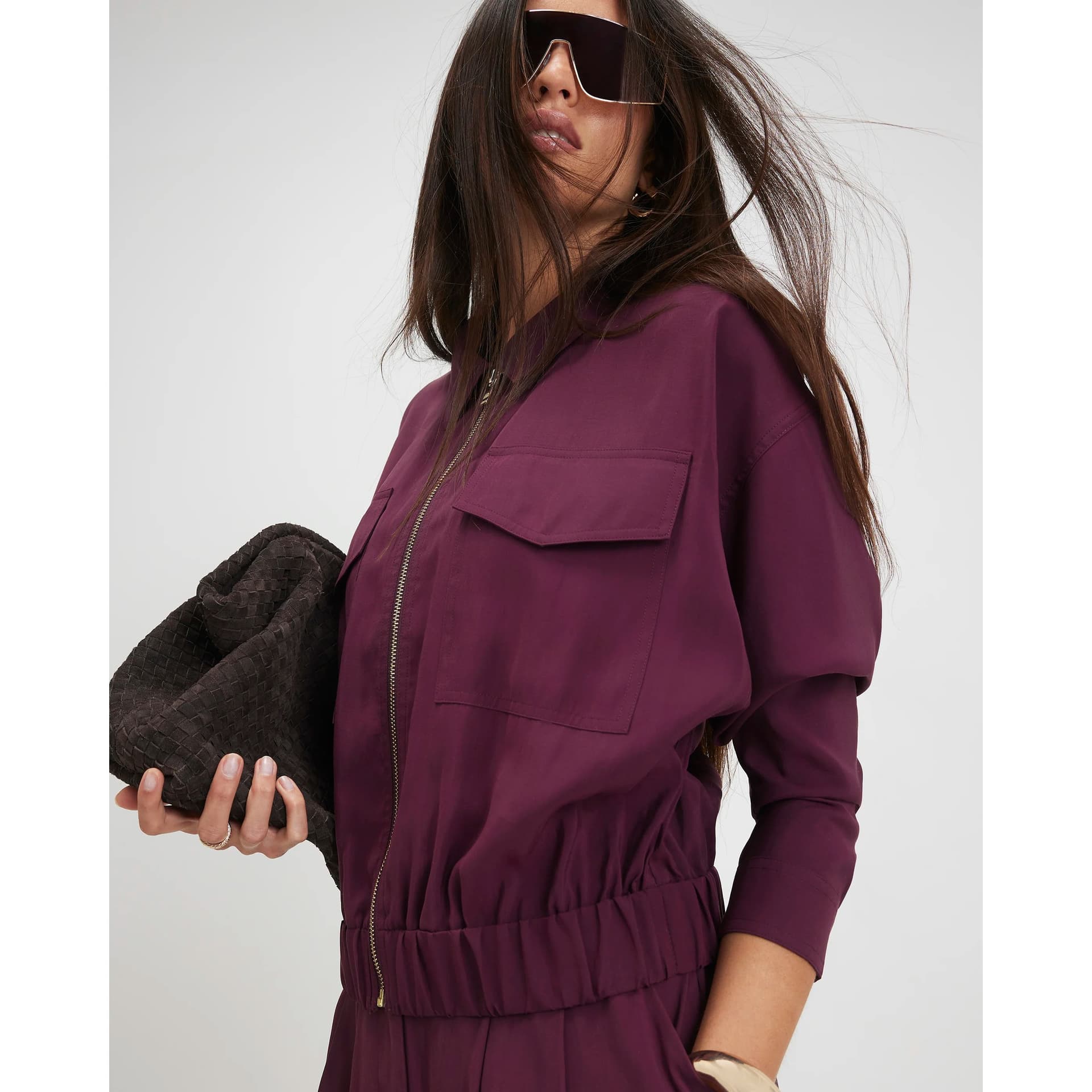 River Island River Island Womens Burgundy Bomber Jacket
