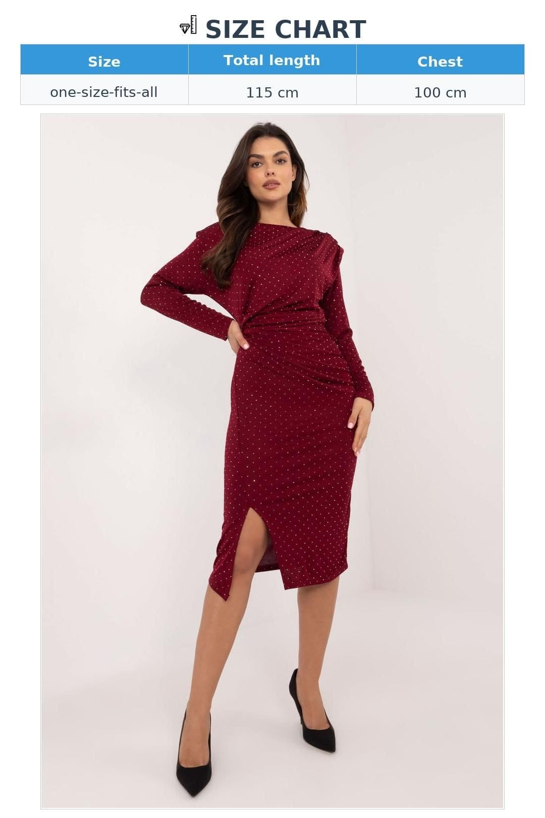 Love Lace Love Lace Women's Embellished Italian Evening Midi Dress in Burgundy - 4