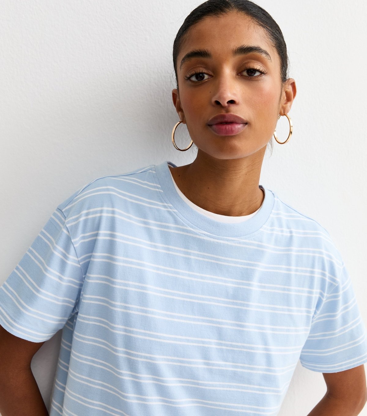 New Look Women's Blue Cotton Striped Crew Neck T-Shirt New Look - 3