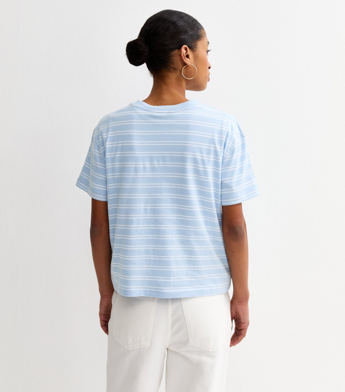 New Look Women's Blue Cotton Striped Crew Neck T-Shirt New Look - 4