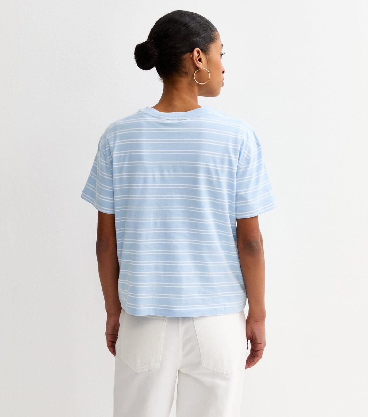 New Look Women's Blue Cotton Striped Crew Neck T-Shirt New Look - 4