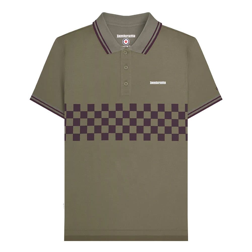 Lambretta Lambretta Men's SS25 Two Tone Tipped Polo Shirt in Khaki