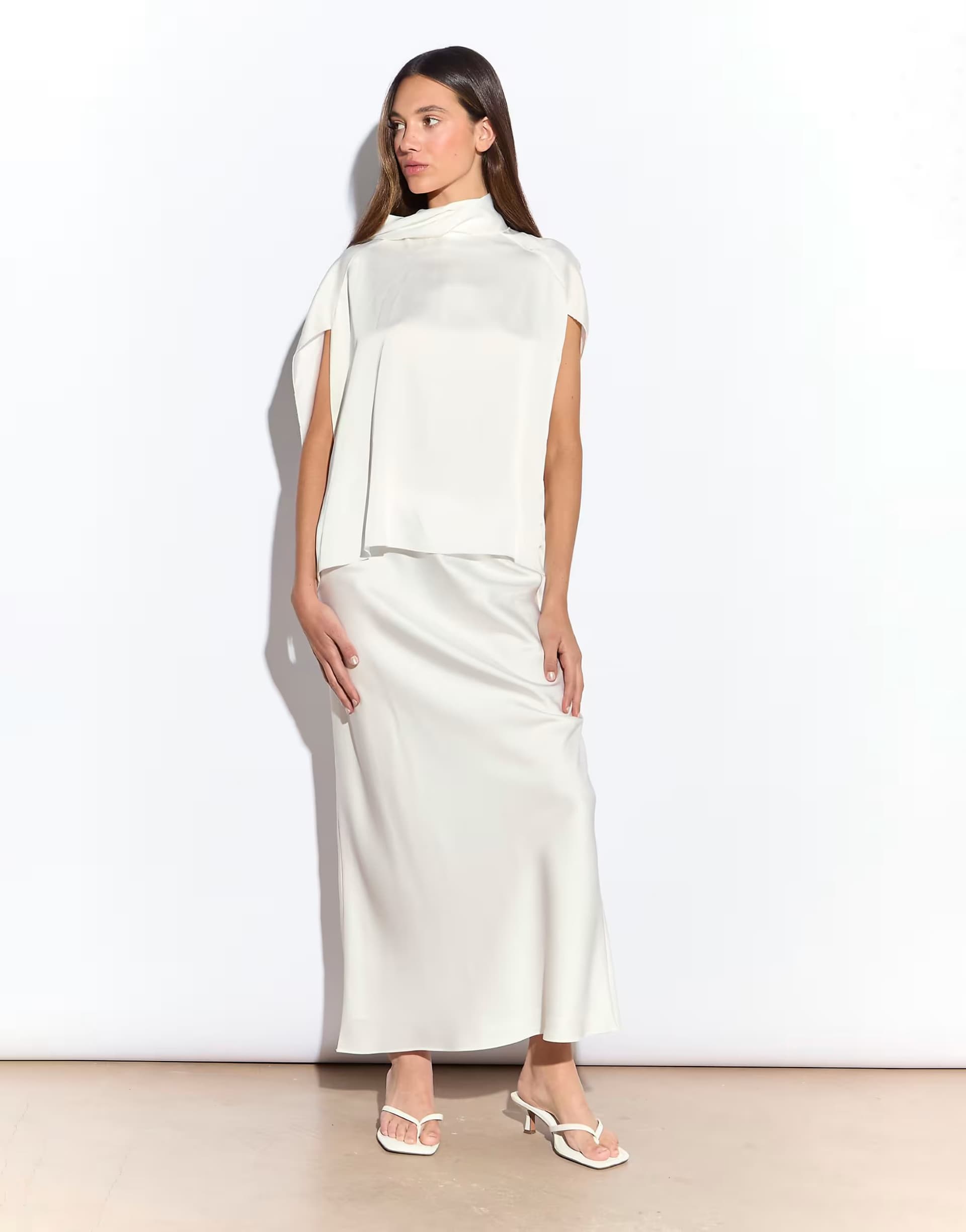 ASOS Narrated Midi skirt in white satin