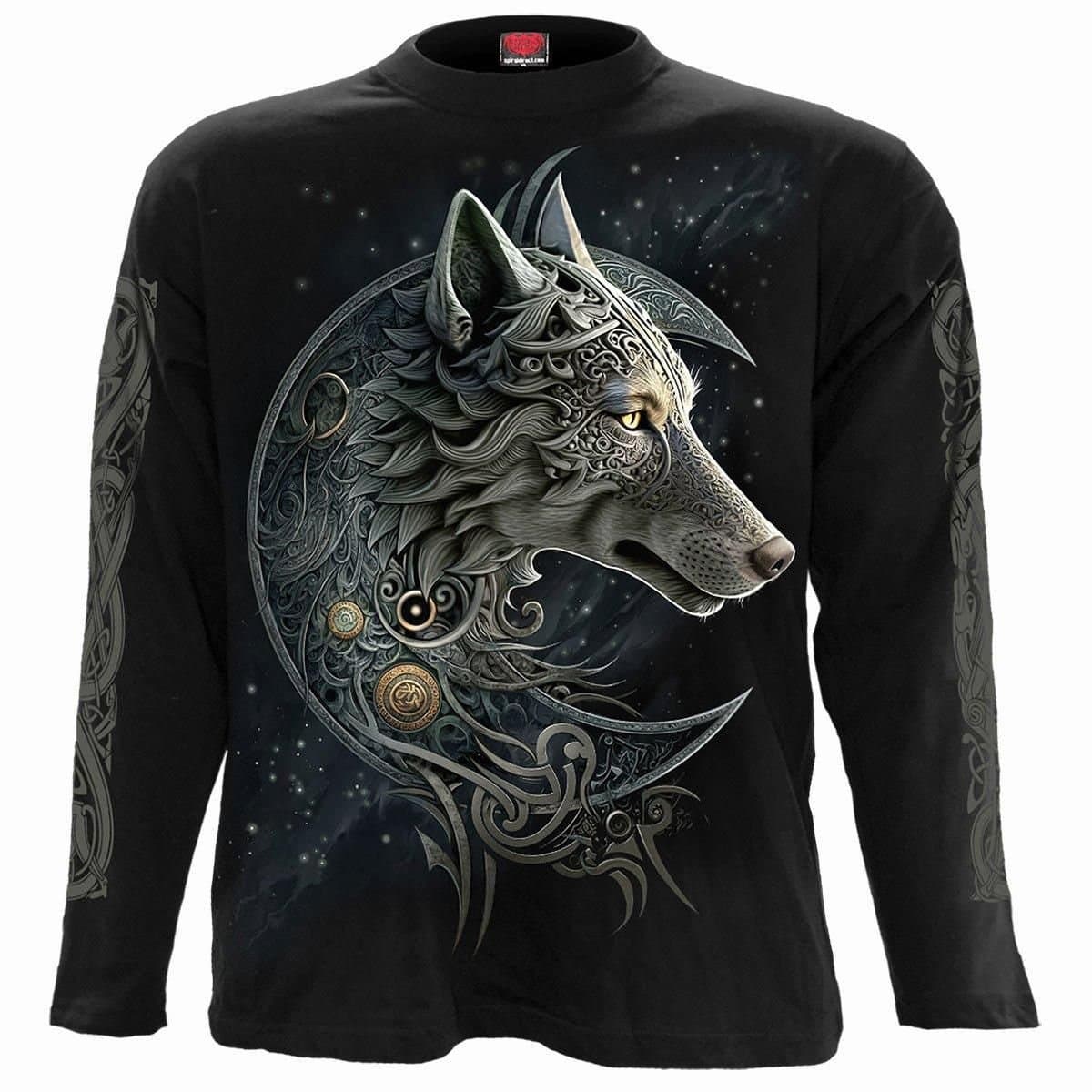 Spiral Spiral Men's CELTIC WOLF - Longsleeve T-Shirt Black