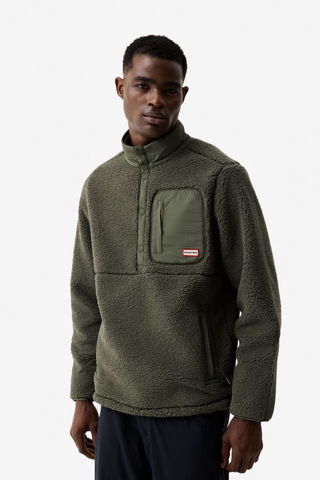 Hunter Hunter Men's Athol Half Zip Borg Fleece Jacket Kambaba in Green - 2