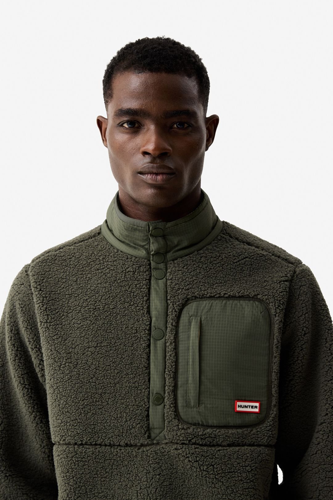 Hunter Hunter Men's Athol Half Zip Borg Fleece Jacket Kambaba in Green - 4