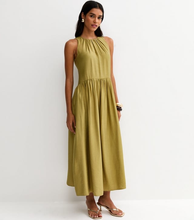 New Look Women's Light Khaki Drop Waist Sleeveless Midi Dress New Look - 2