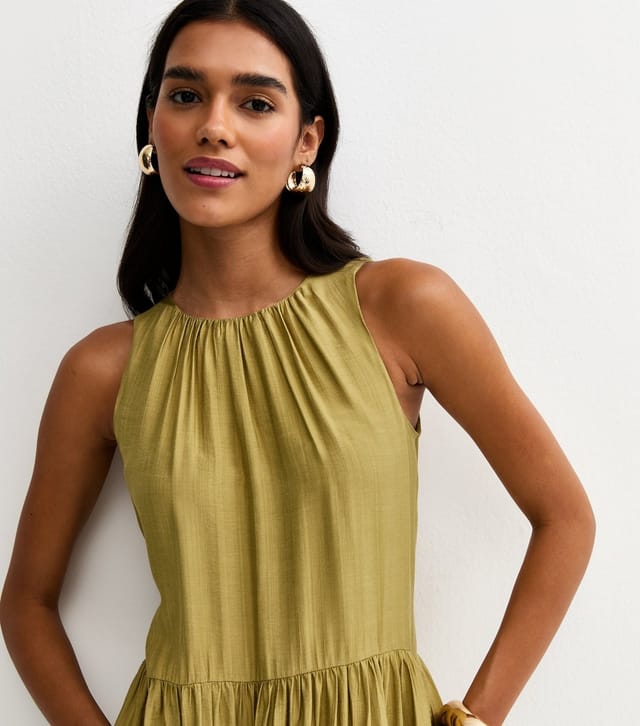 New Look Women's Light Khaki Drop Waist Sleeveless Midi Dress New Look - 3