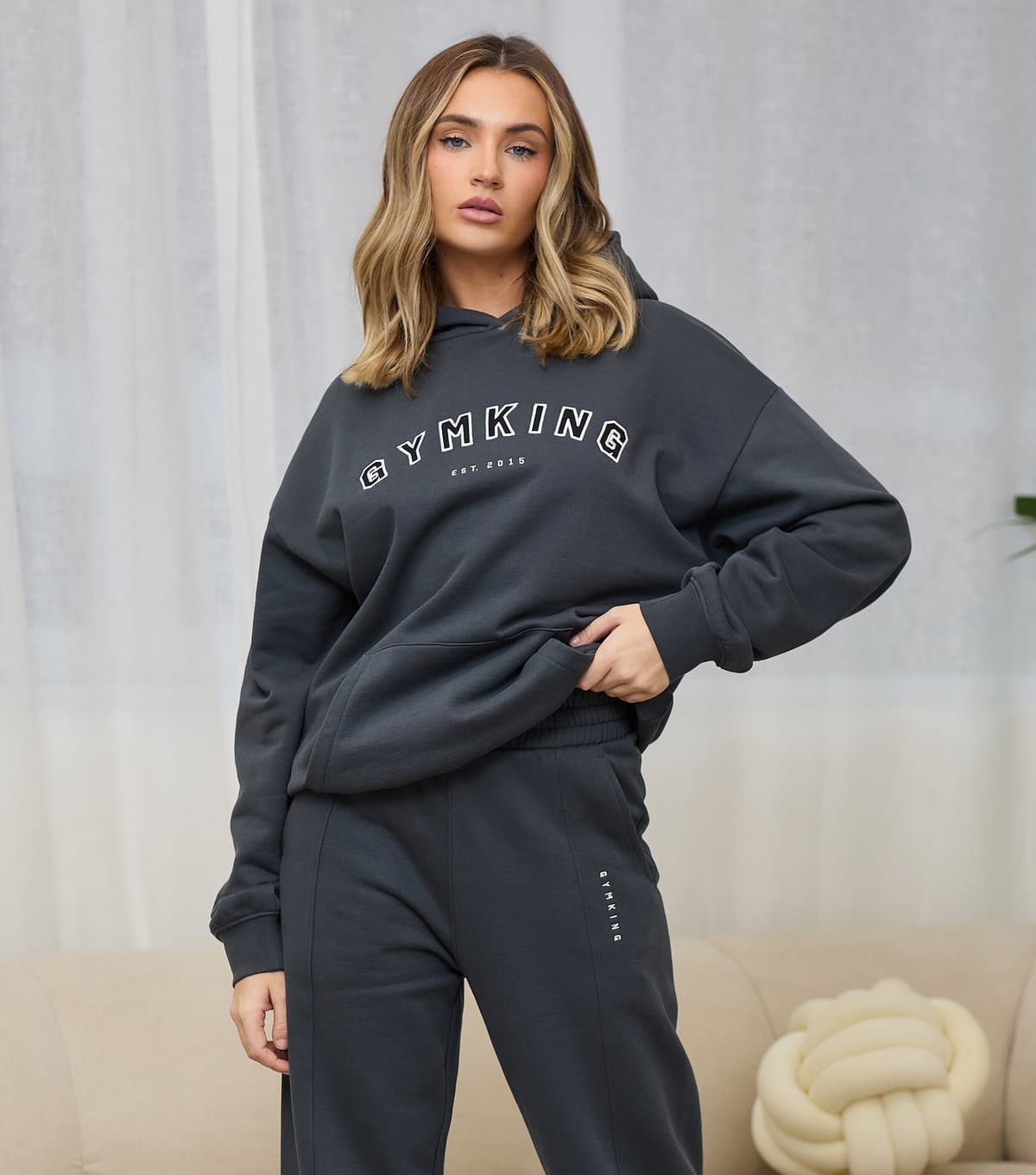 Gym King Women's Grey Shadow Hoodie Gym King New Look