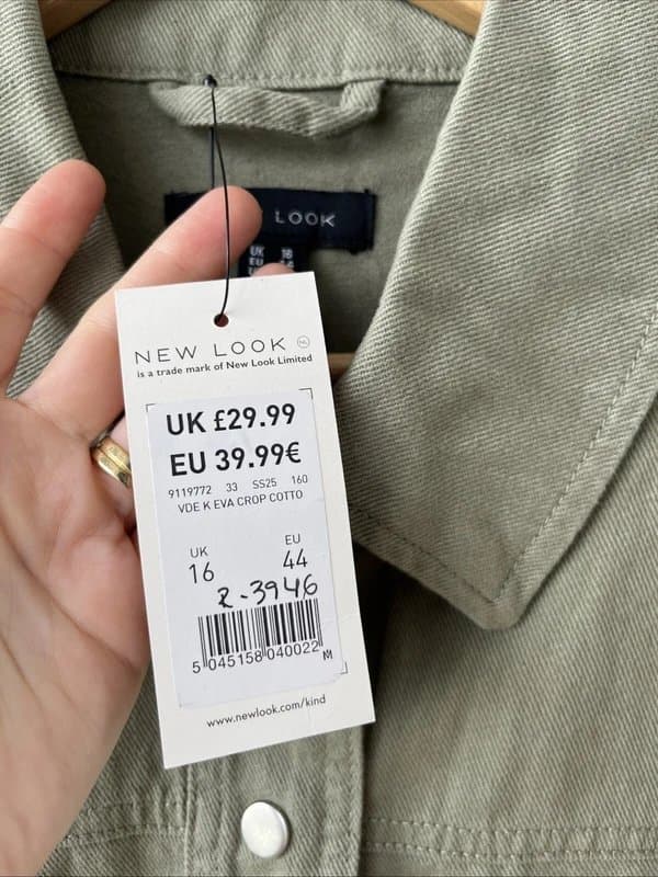 New Look New look - denim cropped jacket - size 16 - green