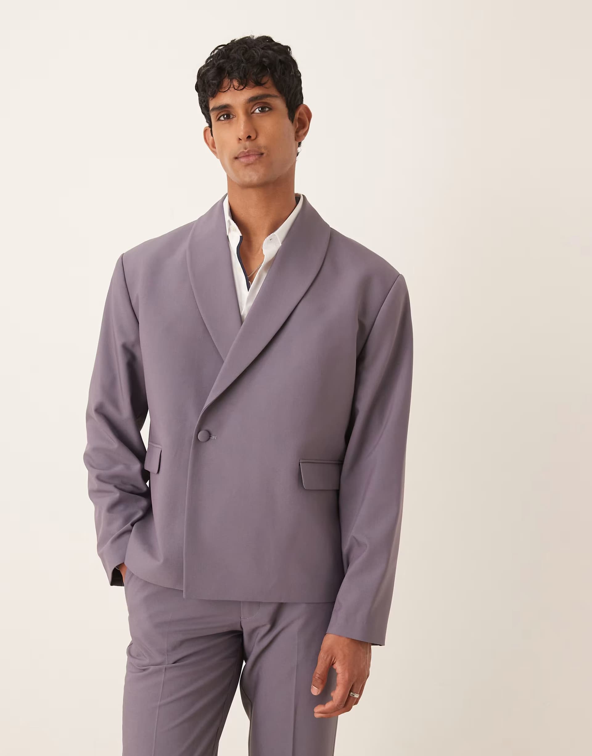 ASOS ASOS Double Breasted Boxy Blazer in Purple