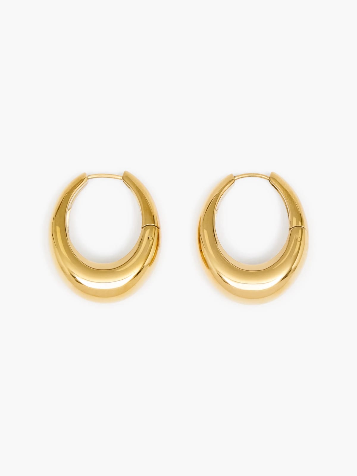 French Connection Sculptural Oval Hoop Earrings Warm Gold - 1