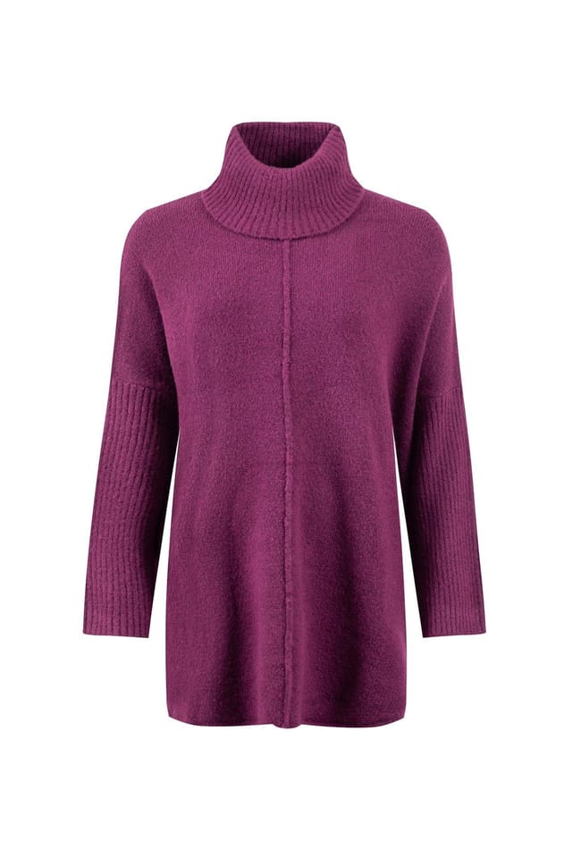 Weird Fish Weird Fish Women's Carolyn Roll Neck Tunic Jumper in Purple - 2