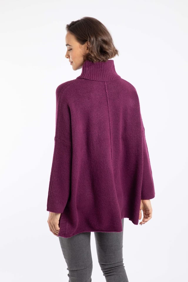 Weird Fish Weird Fish Women's Carolyn Roll Neck Tunic Jumper in Purple - 3
