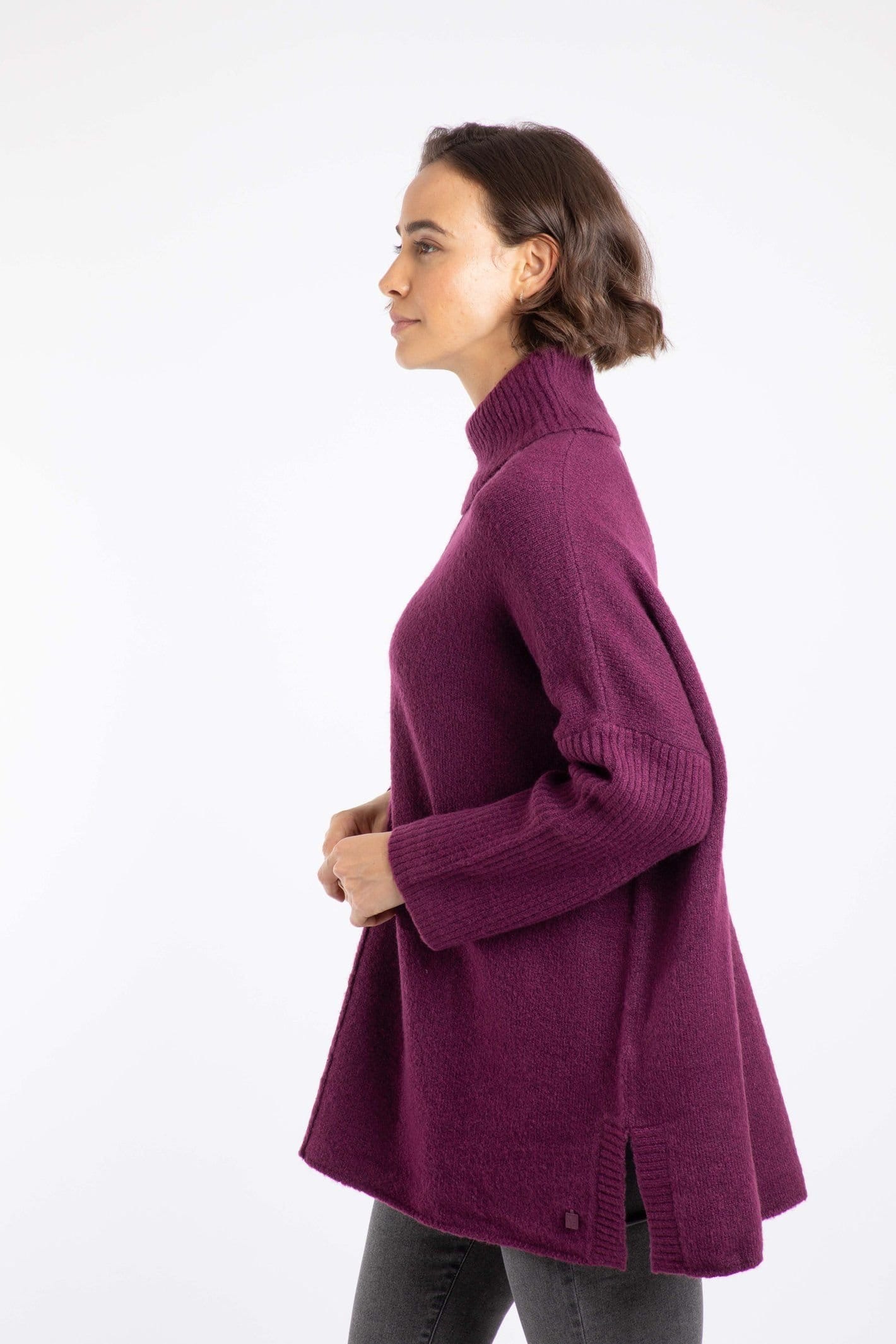 Weird Fish Weird Fish Women's Carolyn Roll Neck Tunic Jumper in Purple - 4