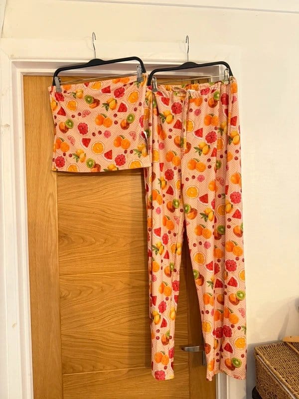 ASOS ASOS Design Peach Orange Multicoloured Funky Fruit Print Top & Wide Leg Trousers Co-ord Set - 1