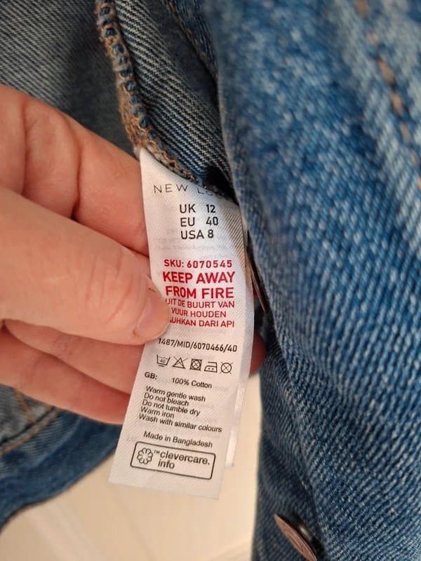 New Look New Look size 12 cropped blue denim jacket