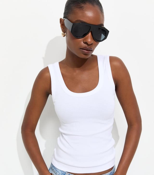 New Look Women's White Wide Trim Scoop Vest Top New Look - 2
