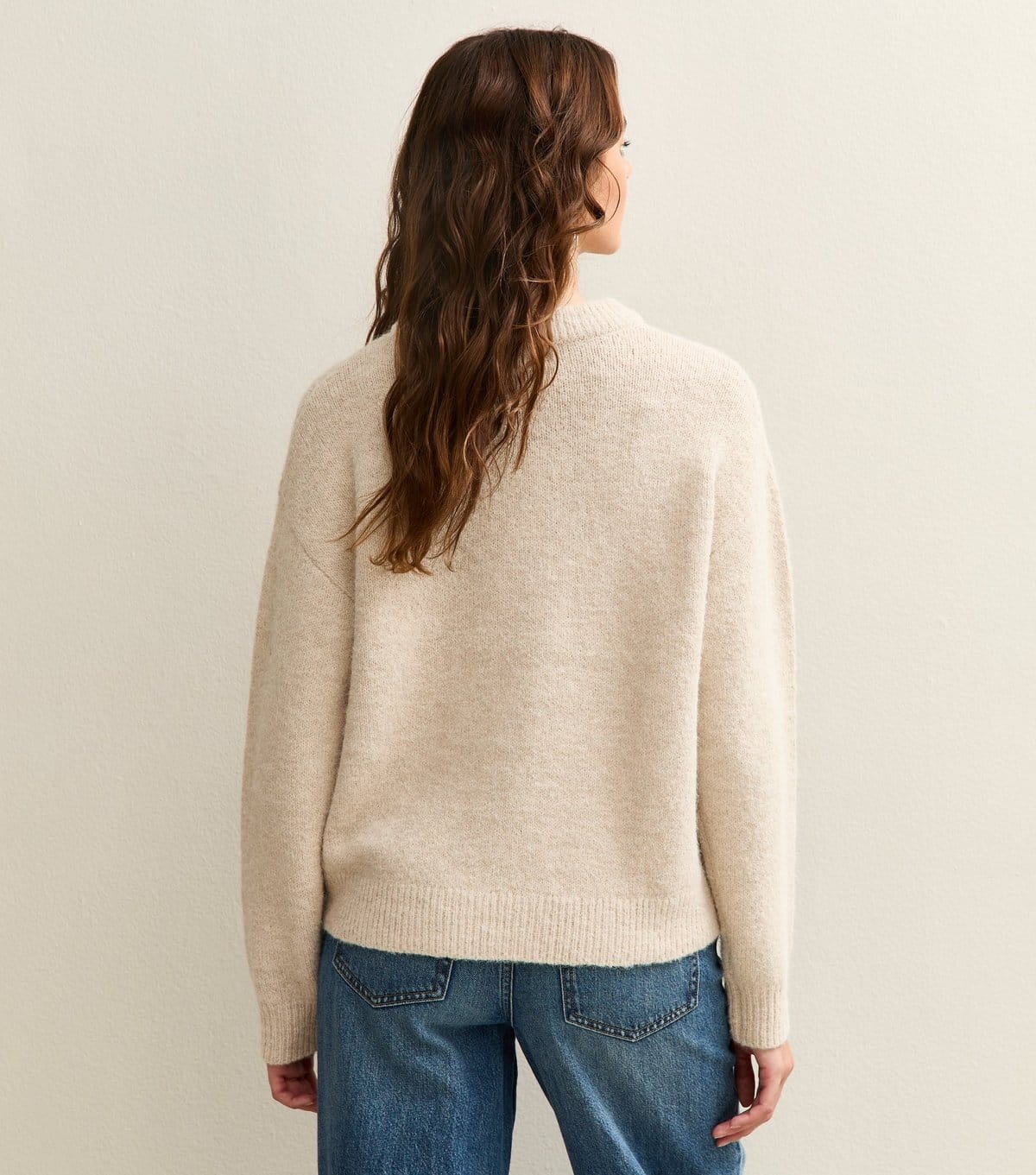 New Look Women's Cream Crew Neck Oversized Textured Knit Jumper New Look - 4