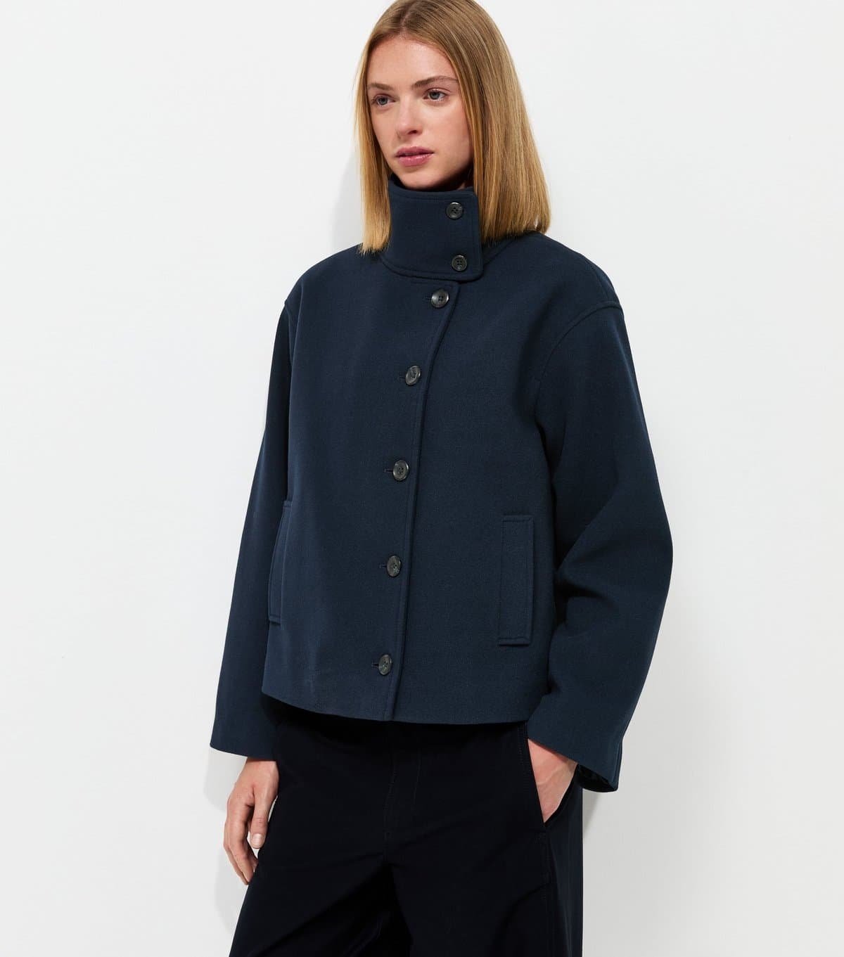New Look Women's Navy Woven Funnel Neck Jacket New Look
