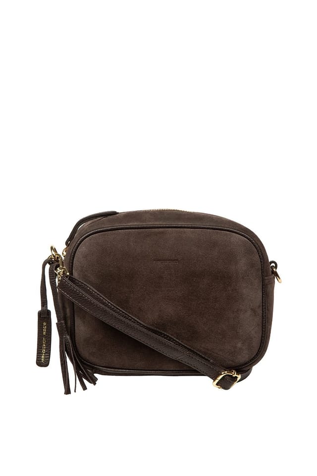 Pure Luxuries London Pure Luxuries London Women's 'Fable' Suede Cross Body Bag in Dark Brown - 2