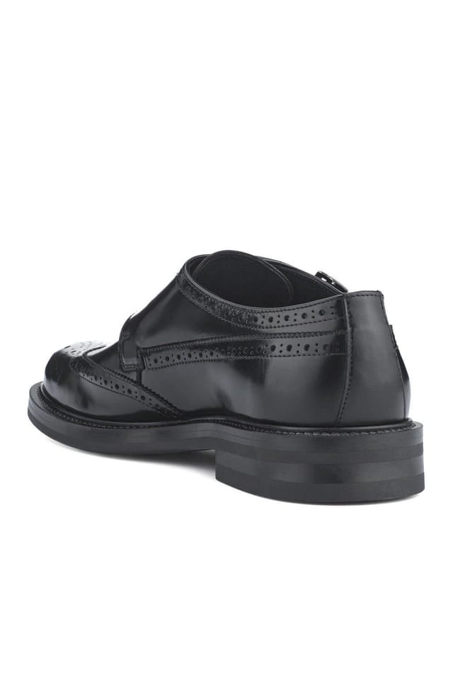 Jones Bootmaker Jones Bootmaker Men's Nathan Leather Double Monk Shoes in Black - 3