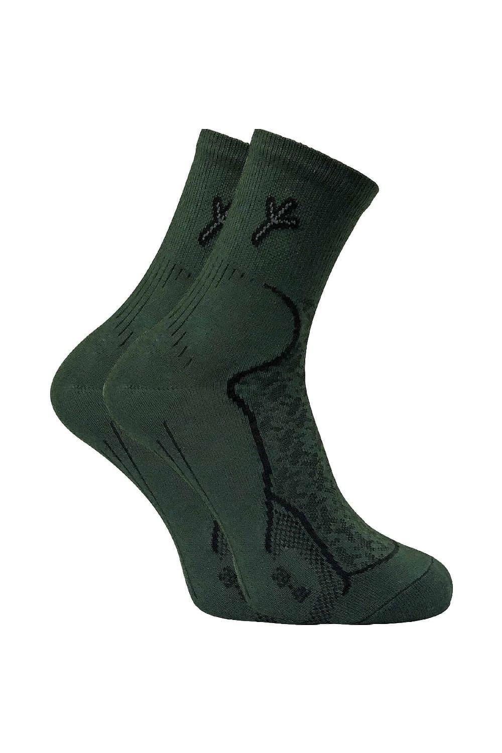 Dr Hunter Dr Hunter Men's 2 Pack Cotton Hiking Boot Socks in Green