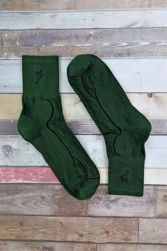 Dr Hunter Dr Hunter Men's 2 Pack Cotton Hiking Boot Socks with Silver Technology in Green - 3