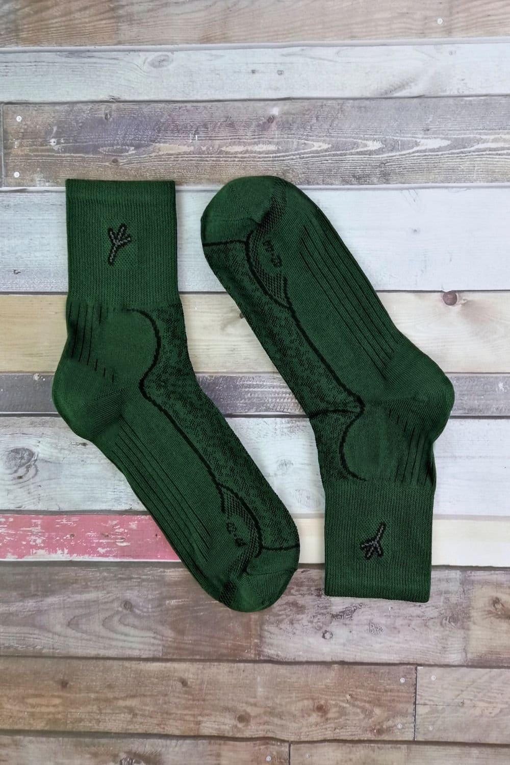Dr Hunter Dr Hunter Men's 2 Pack Cotton Hiking Boot Socks with Silver Technology in Green - 4
