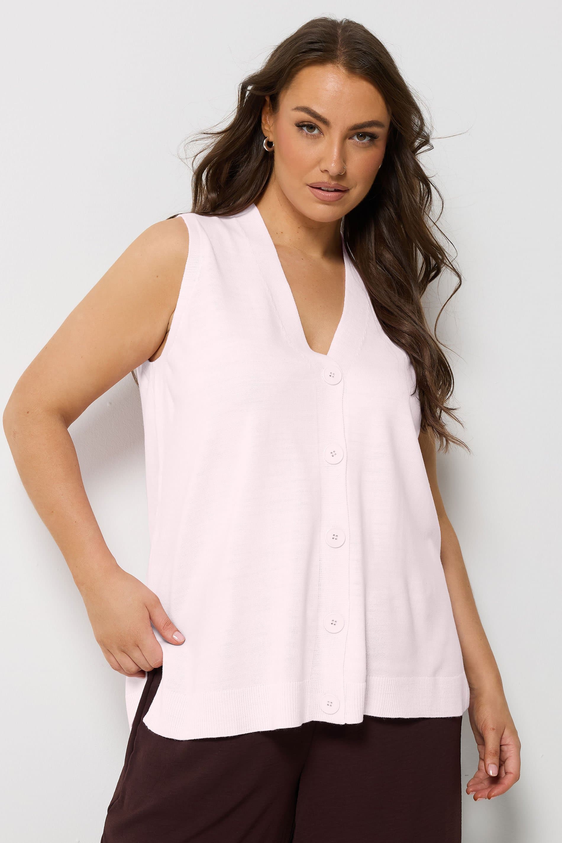 Yours Plus Size Pink Knitted Waistcoat