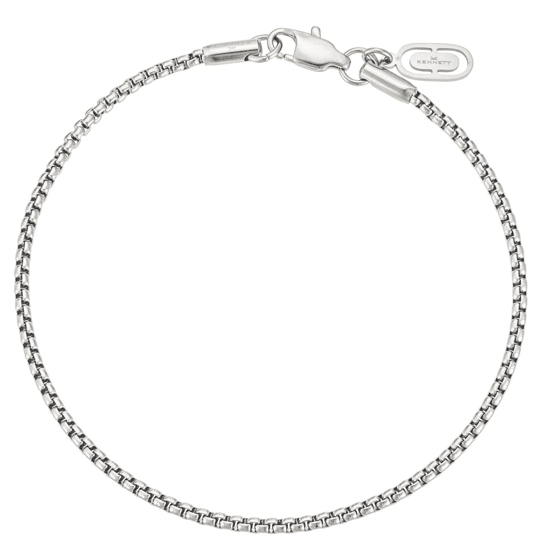 Kennett Kennett Men's Box Chain Bracelet 2mm Silver 19cm