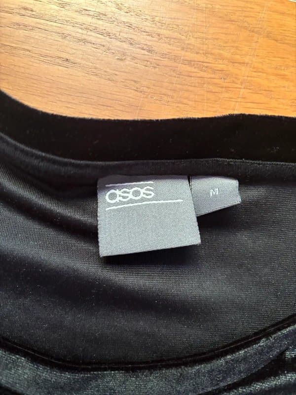 ASOS black velvet mallgoth industrial long sleeve top with cut off shoulders