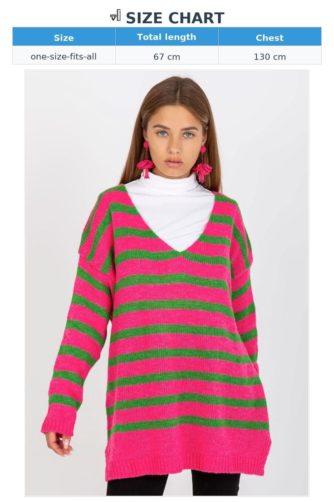 Love Lace Love Lace Women's Colorful Striped V Neck Long Sleeve Sweater in Pink - 4