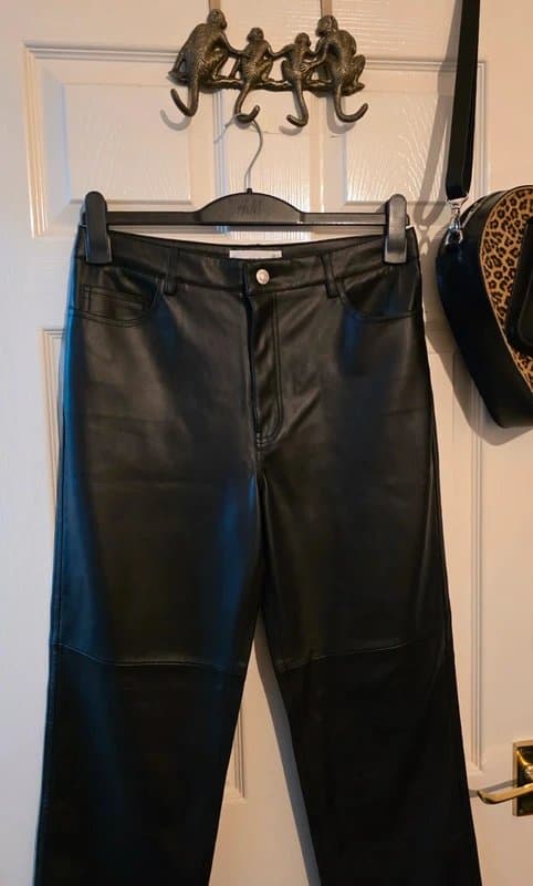 Mango Mango Faux Leather High Waisted Trousers