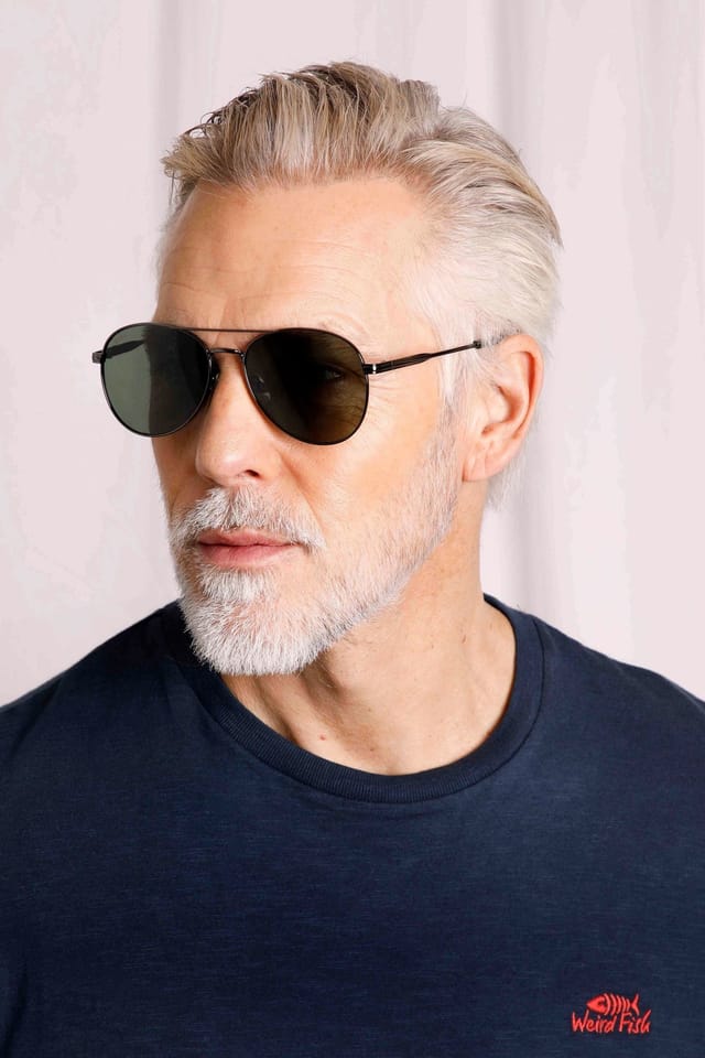 Weird Fish Weird Fish Men's Fernando Aviator Sunglasses in Dark Grey - 3