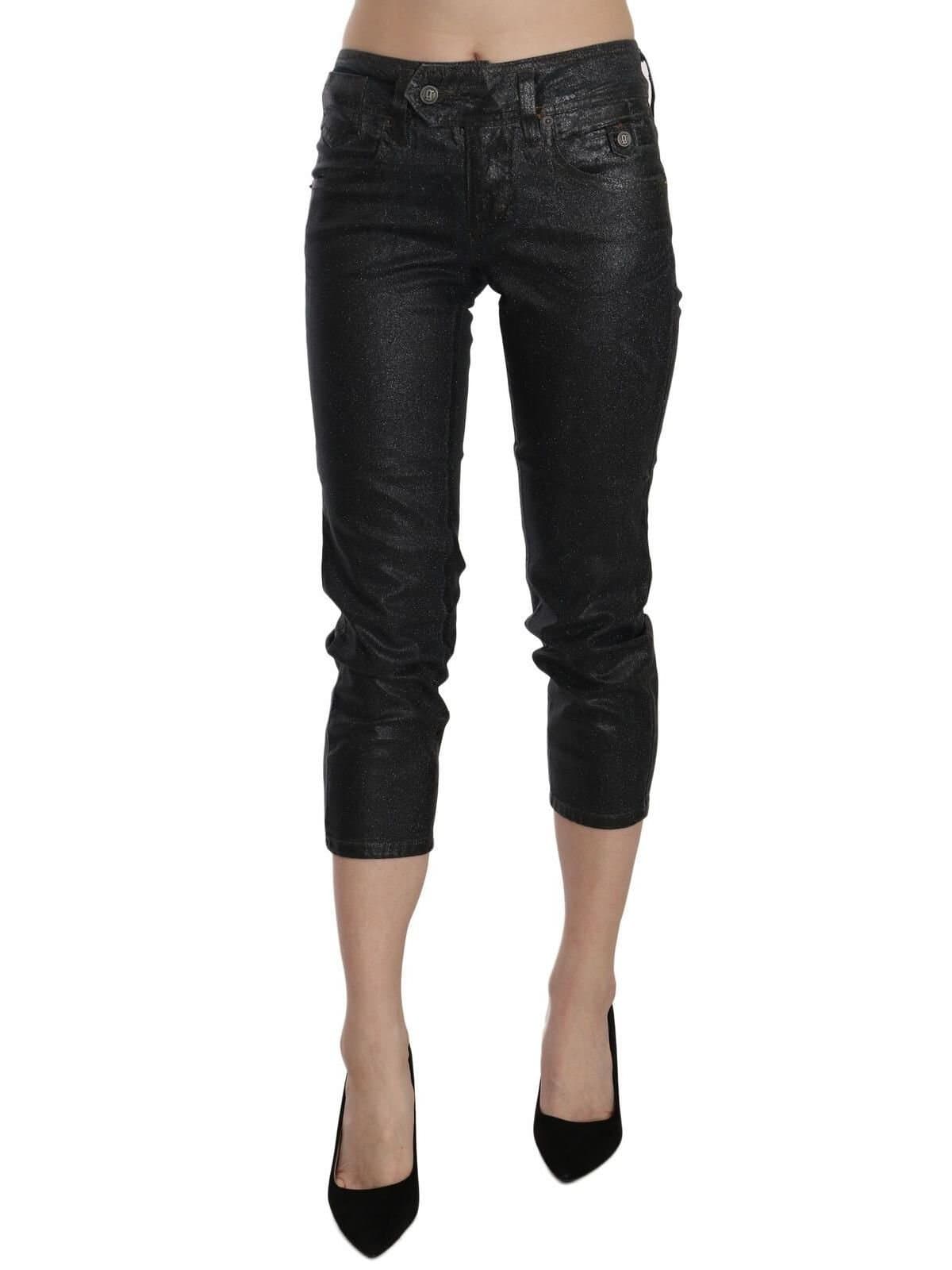 John Galliano John Galliano Black Washed Mid Waist Cropped Denim Pants
