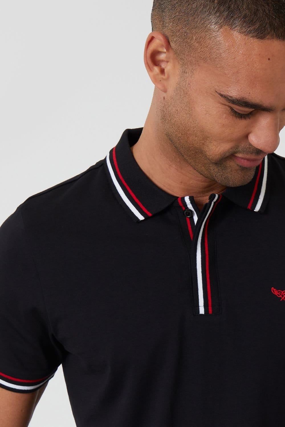 Threadbare Threadbare Men's Contrast Tipping Cotton Jersey Polo Shirt in Black - 4
