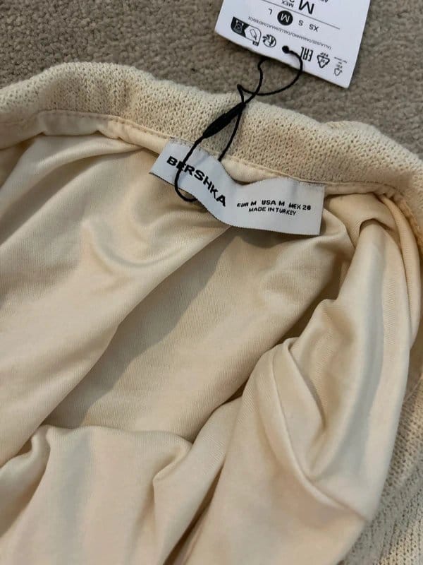 Bershka Cream Knit Midi Skirt