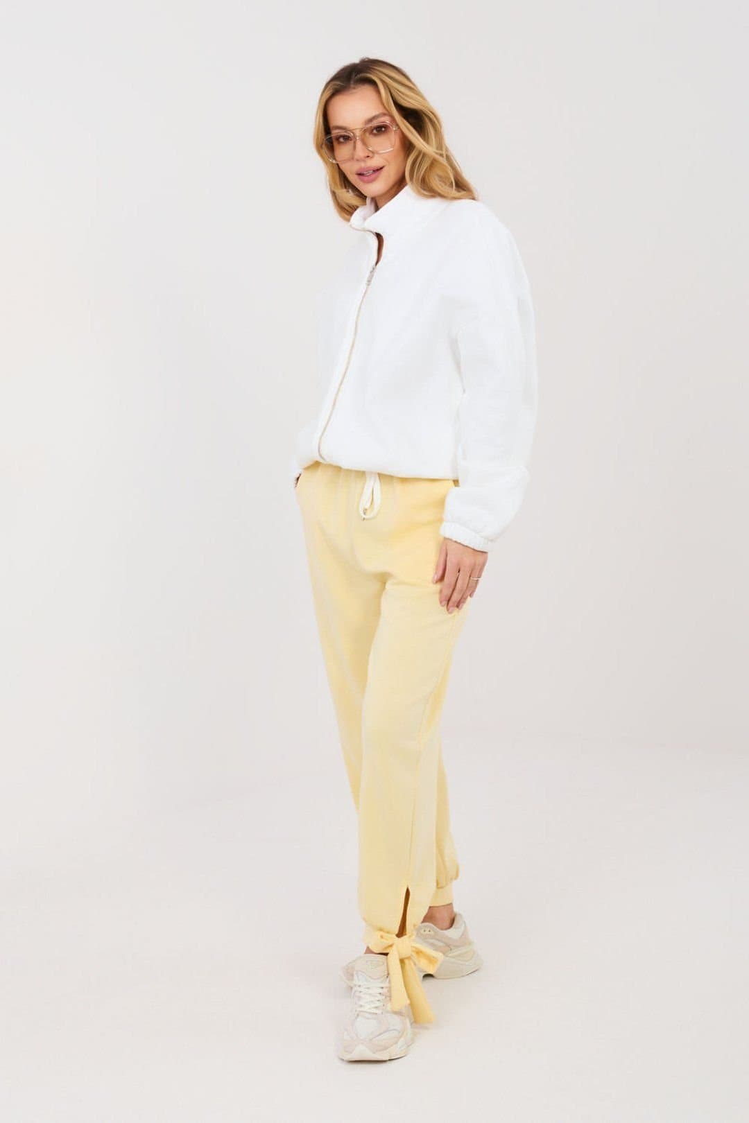 Love Lace Love Lace Women's Viscose Elastane High Waist Jogger Pants in Yellow