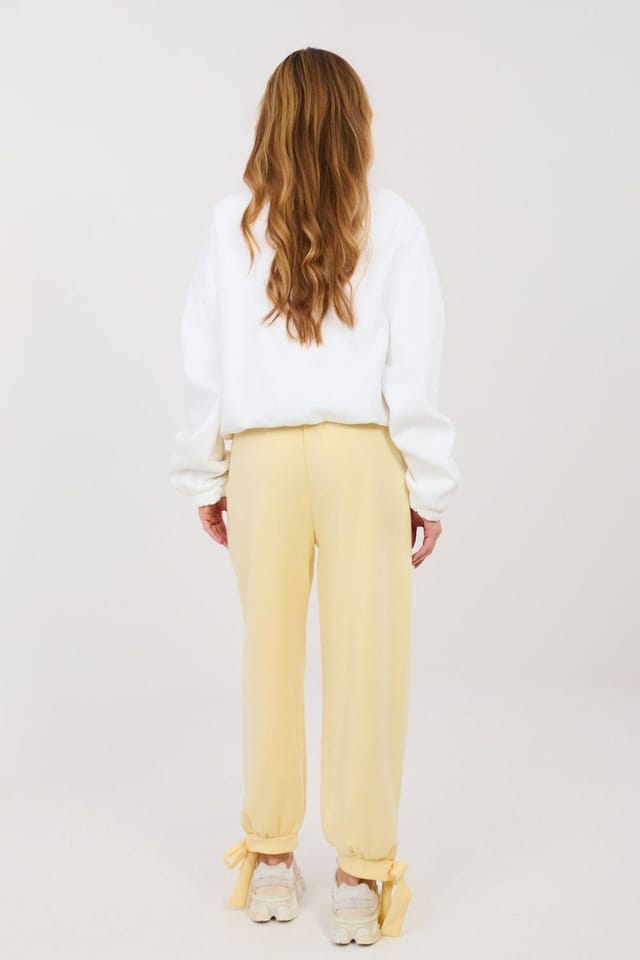 Love Lace Love Lace Women's Viscose Elastane High Waist Jogger Pants in Yellow - 2