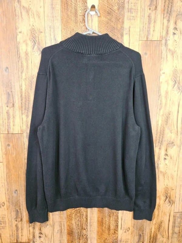 Nautica Nautica Black Quarter Zip Cotton Knit Jumper XL - Embroidered Logo