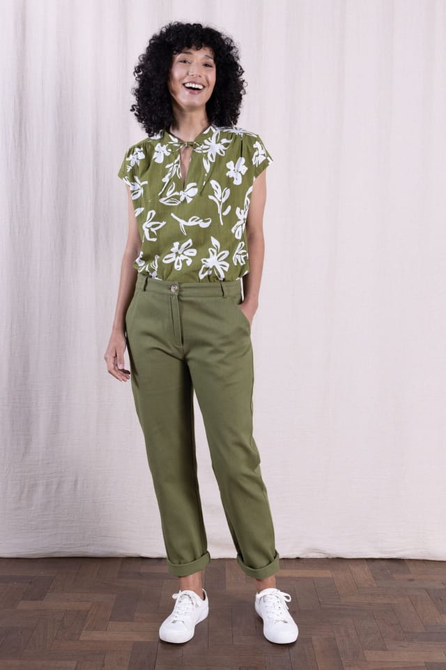 Nomads Clothing Nomads Clothing Women's Women Cotton Drill Slim Leg Trousers in Green - 2