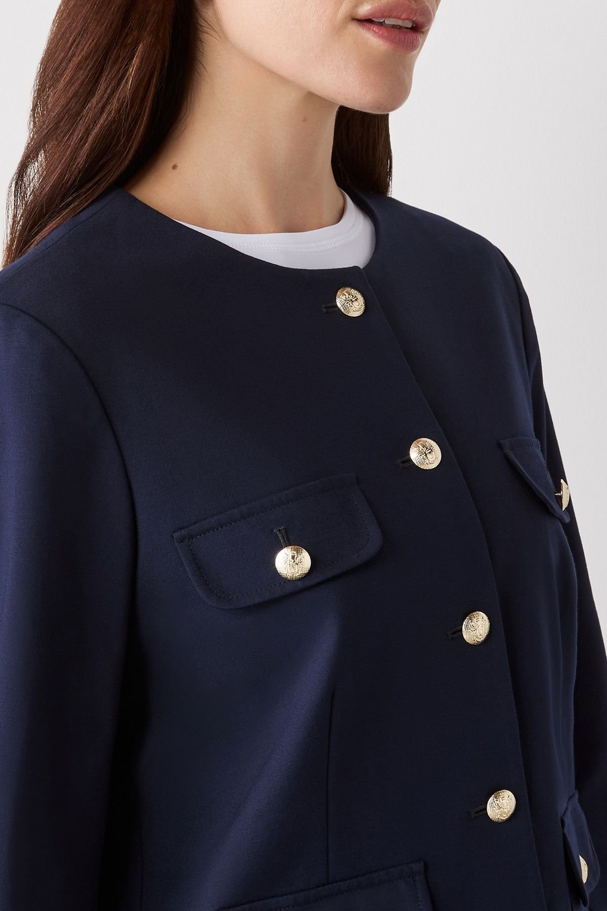 Finery London Finery London Women's Imogen Ponte Jersey Jacket in Dark Navy - 4
