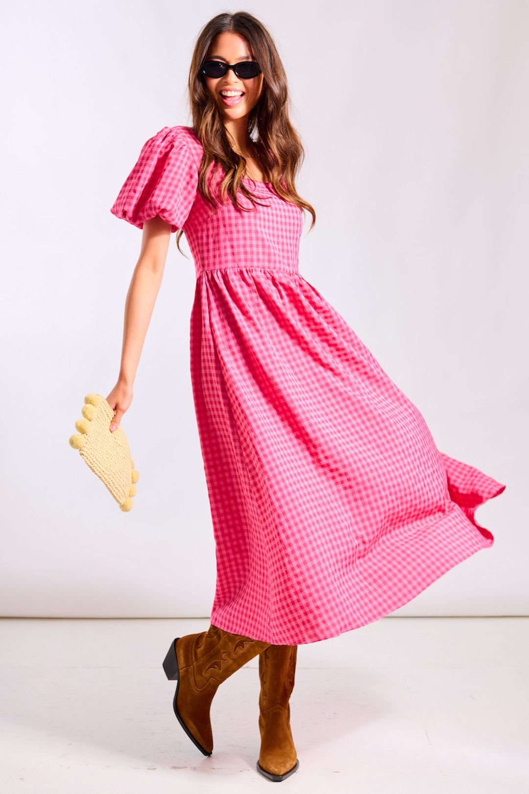 Needs No Label Needs No Label Women's Pink Gingham Midi Dress - 2