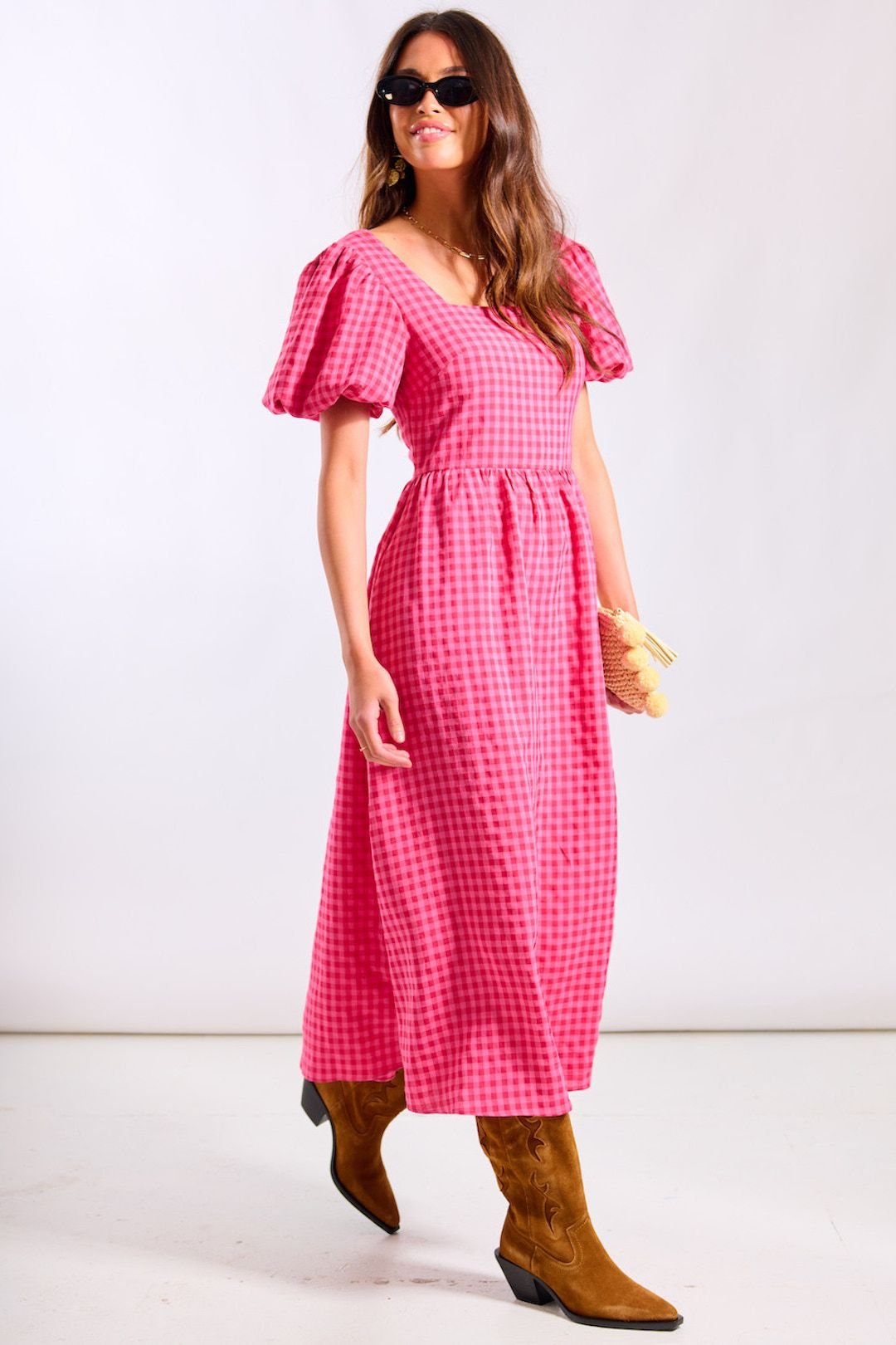 Needs No Label Needs No Label Women's Pink Gingham Midi Dress - 3