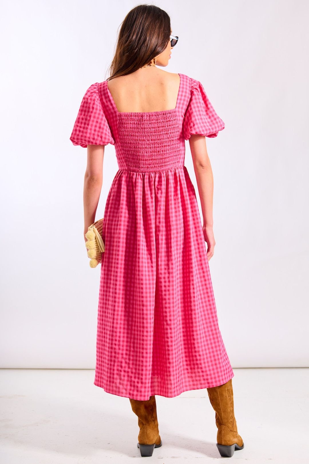 Needs No Label Needs No Label Women's Pink Gingham Midi Dress - 4
