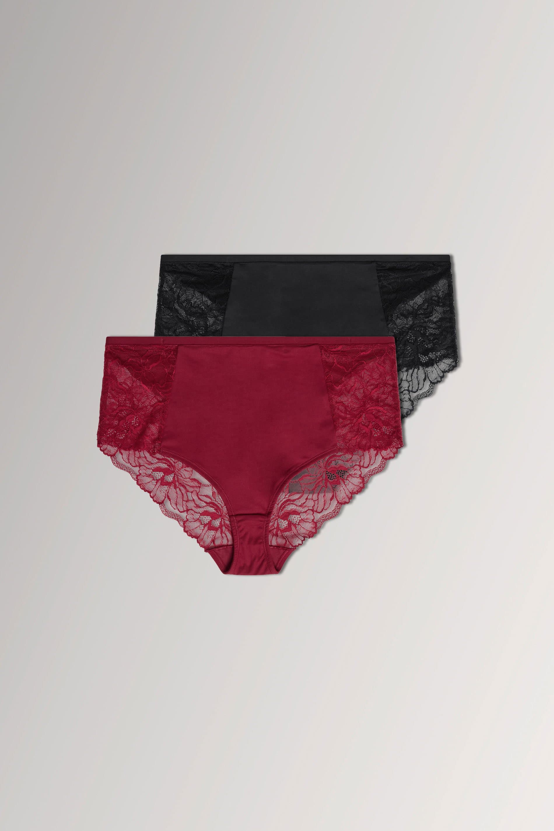 Yours 2 Pack Plus Size Red Microfibre Lace Full Briefs