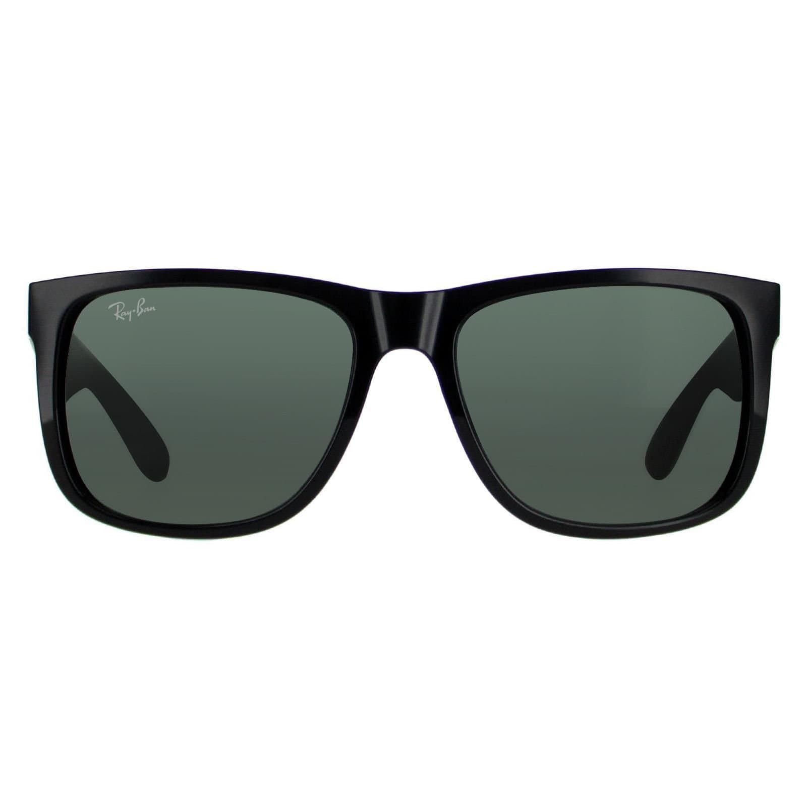 Ray-Ban Ray-Ban Men's Rectangle Shiny Black Green Justin 4165 Sunglasses